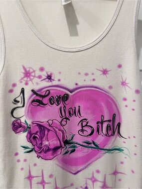 I Love You airbrush tank Lizzo size small